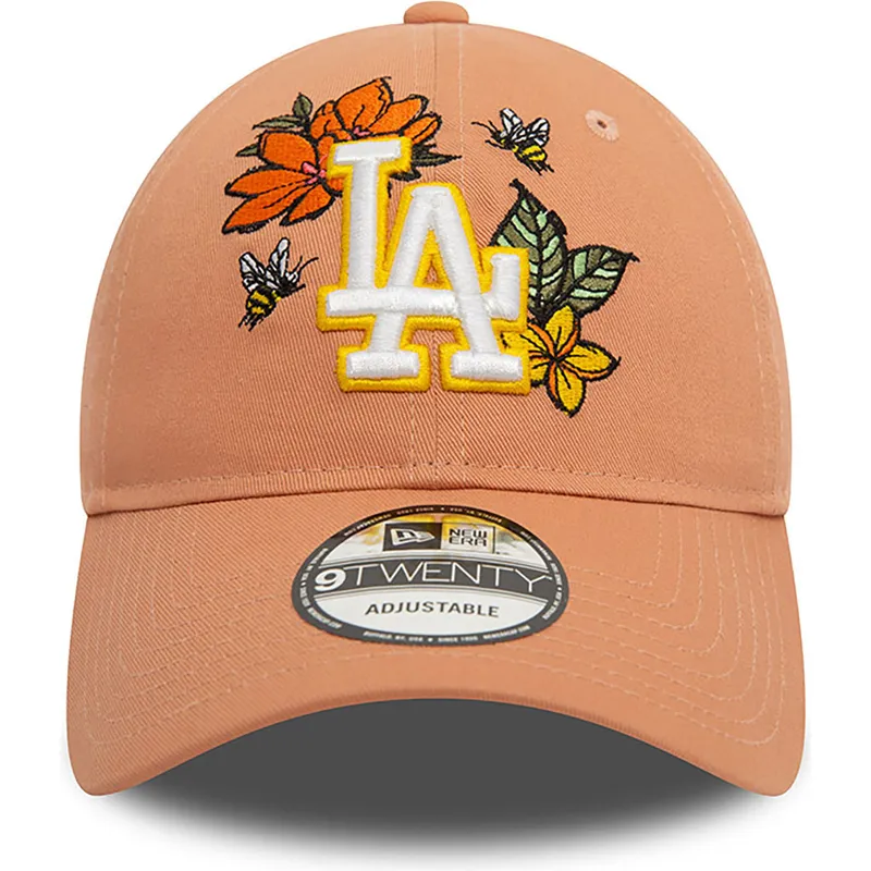 czapki-curva-brazowy-tasma-regulowana-9twenty-floral-los-angeles-dodgers-mlb-new-era
