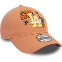 czapki-curva-brazowy-tasma-regulowana-9twenty-floral-los-angeles-dodgers-mlb-new-era
