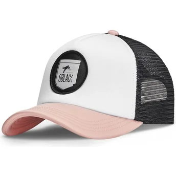 Czapka trucker biała, czarna i różowa Classic od Oblack