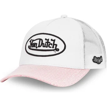 Biała i różowa czapka trucker SHINY P od Von Dutch