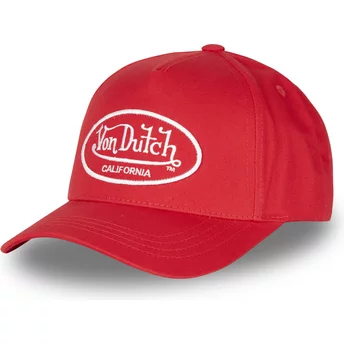 Czerwona, regulowana czapka z daszkiem LOF C6 od Von Dutch