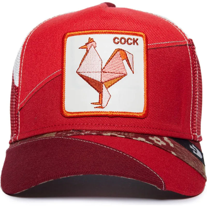 czapka-trucker-czerwona-kogut-cock-courage-farmigami-the-farm-od-goorin-bros