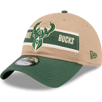 Czapka z zakrzywionym daszkiem brązowo-zielona regulowana 9TWENTY Draft 2024 Milwaukee Bucks NBA New Era