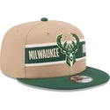brazowo-zielona-plaska-czapka-snapback-9fifty-draft-2024-milwaukee-bucks-nba-new-era