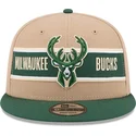 brazowo-zielona-plaska-czapka-snapback-9fifty-draft-2024-milwaukee-bucks-nba-new-era