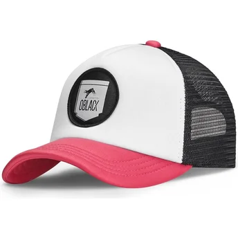 Czapka trucker biała, czarna i różowa Classic od Oblack