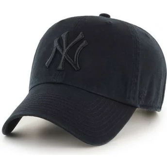 Wyginięta czapka czarna z czarnym logo New York Yankees MLB Clean Up 47 Brand