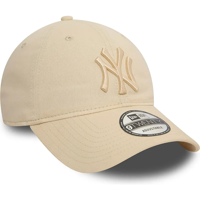bezowa-regulowana-czapka-z-zakrzywionym-daszkiem-z-bezowym-logo-9twenty-league-essential-new-york-yankees-mlb-new-era