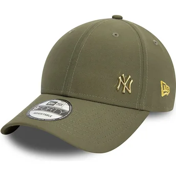 New Era Curved Brim Golden Logo 9FORTY Flawless New York Yankees MLB Green Adjustable Cap