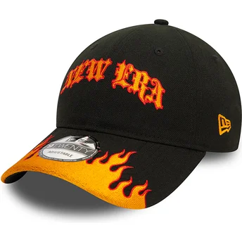 New Era Curved Brim 9TWENTY Race Flame Black and Orange Adjustable Cap