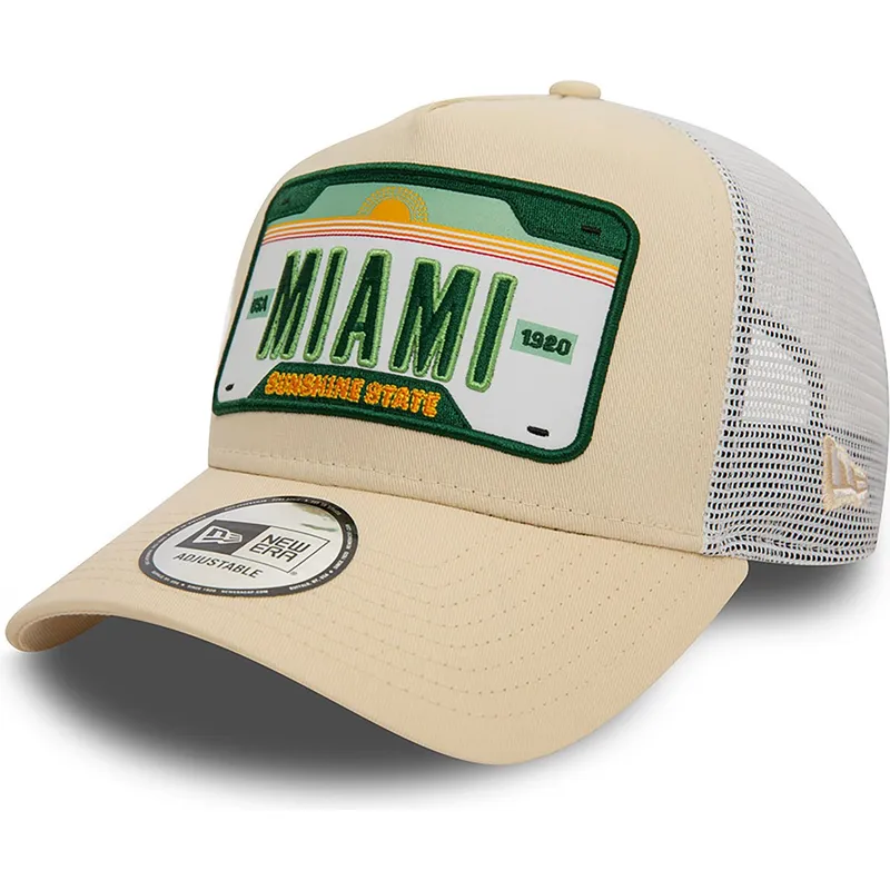 czapki-curva-bezowy-snapback-a-frame-license-plate-miami-ciudades-y-playas-new-era