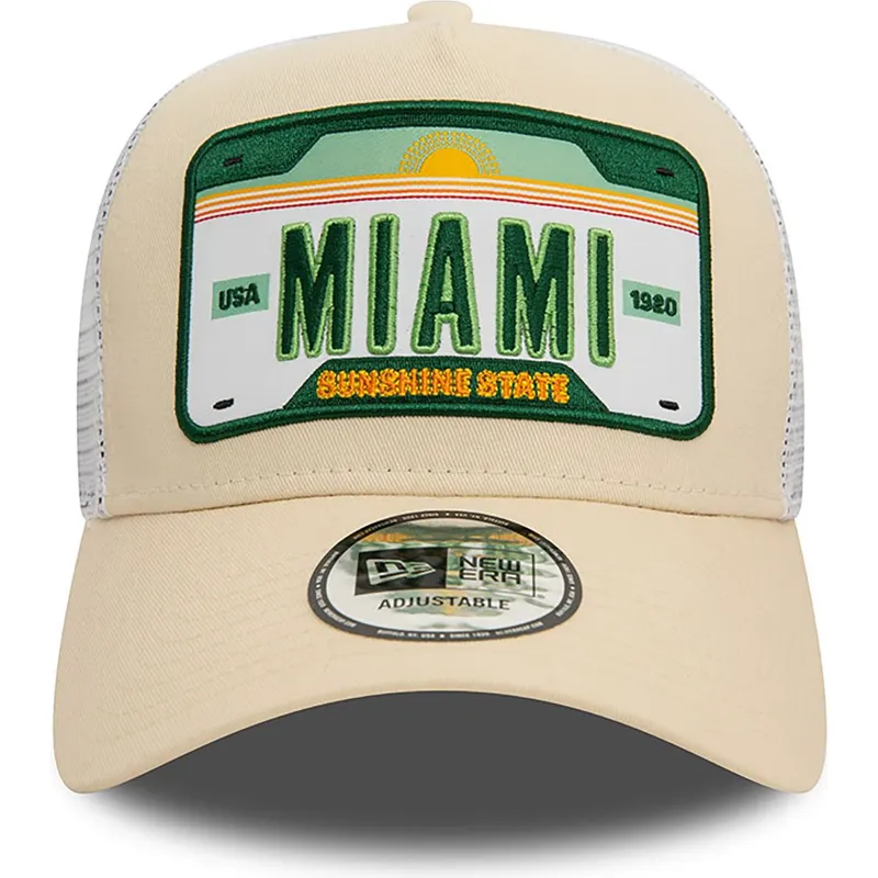 czapki-curva-bezowy-snapback-a-frame-license-plate-miami-ciudades-y-playas-new-era