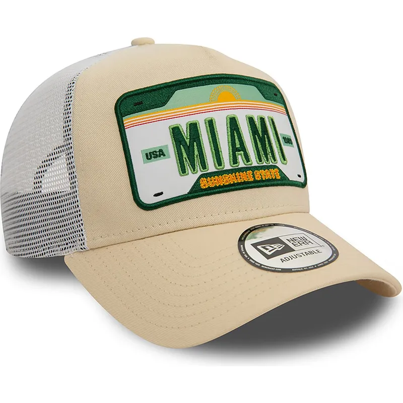 czapki-curva-bezowy-snapback-a-frame-license-plate-miami-ciudades-y-playas-new-era