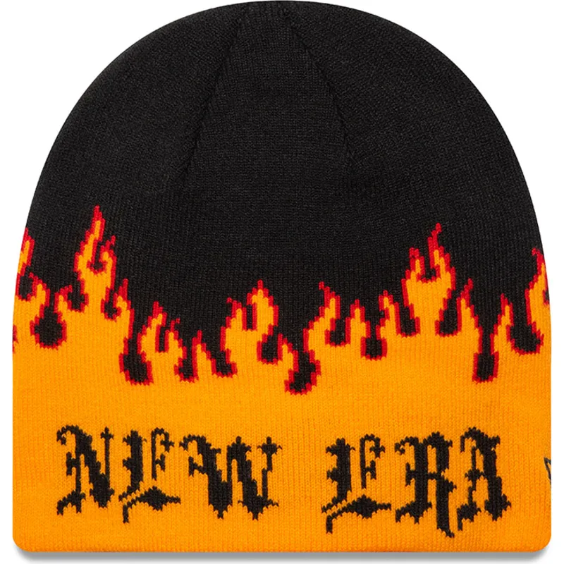 czapka-czarno-pomaranczowa-skull-knit-flame-new-era