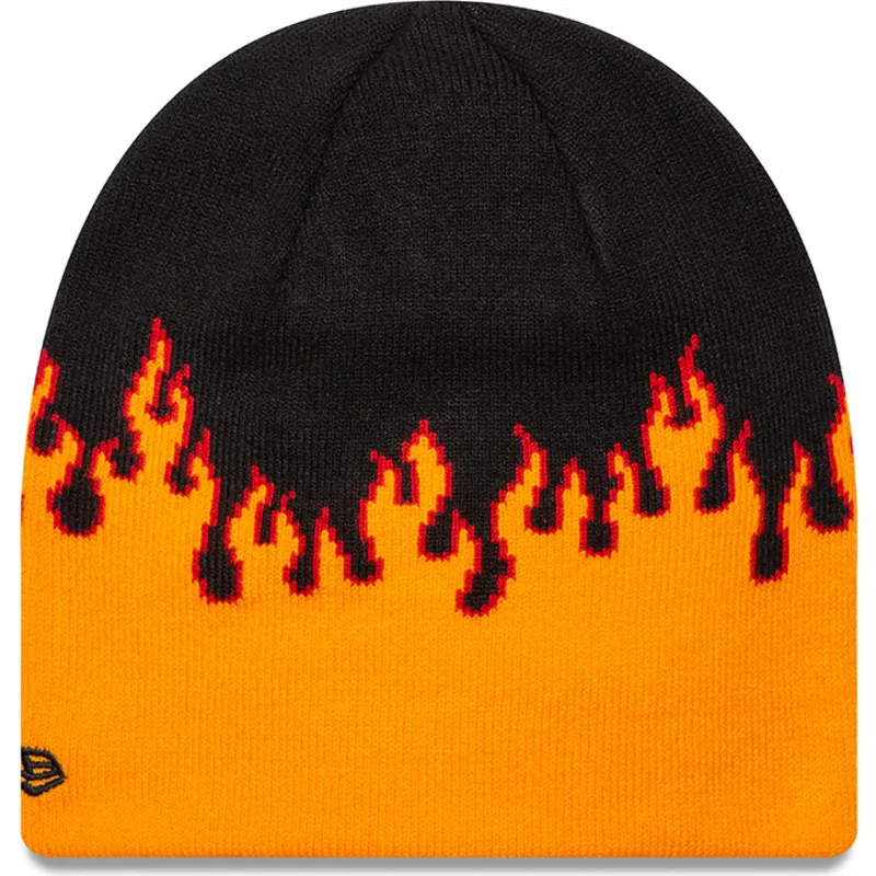 czapka-czarno-pomaranczowa-skull-knit-flame-new-era