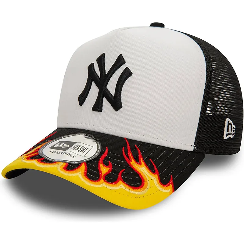 czapki-curva-bialy-snapback-a-frame-flame-new-york-yankees-mlb-new-era