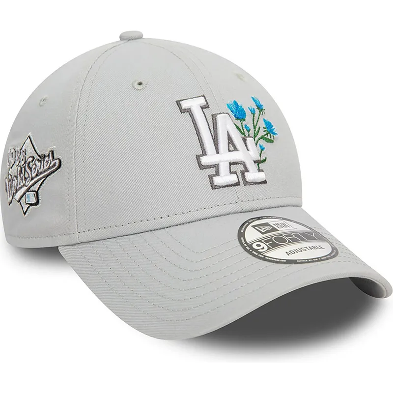 czapki-curva-szary-tasma-regulowana-9forty-flower-icon-los-angeles-dodgers-mlb-new-era
