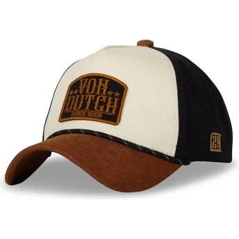 Von Dutch Curved Brim VINT01 Brown and Black Snapback Cap