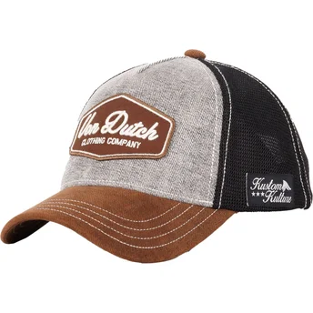 Von Dutch LEA01 Grey, Brown and Black Trucker Hat