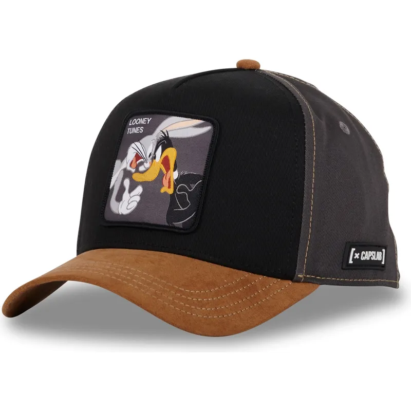 czapka-z-daszkiem-czarna-i-brazowa-snapback-bugs-bunny-i-kaczor-daffy-loo10-bad-looney-tunes-od-capslab