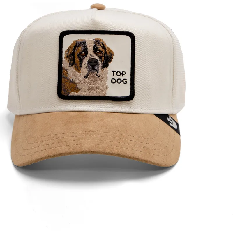 czapka-trucker-bezowa-pies-bernardyn-top-dog-the-suede-st-bernard-the-farm-od-goorin-bros