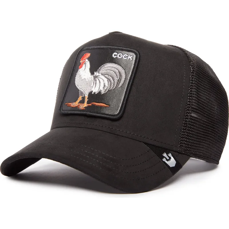czapka-trucker-czarna-kogut-cock-the-suede-rooster-blacked-out-the-farm-od-goorin-bros