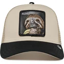 bezowo-czarna-czapka-trucker-z-leniwcem-the-faded-sloth-eco-brutalism-the-farm-od-goorin-bros