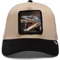 bezowo-czarna-czapka-trucker-z-wezem-the-vicious-snake-eco-brutalism-the-farm-od-goorin-bros