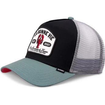 Czapka trucker czarna, szara i zielona La Bonne Vie HFT od Djinns