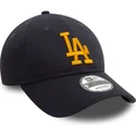 new-era-curved-brim-yellow-logo-9twenty-league-essential-los-angeles-dodgers-mlb-navy-blue-adjustable-cap