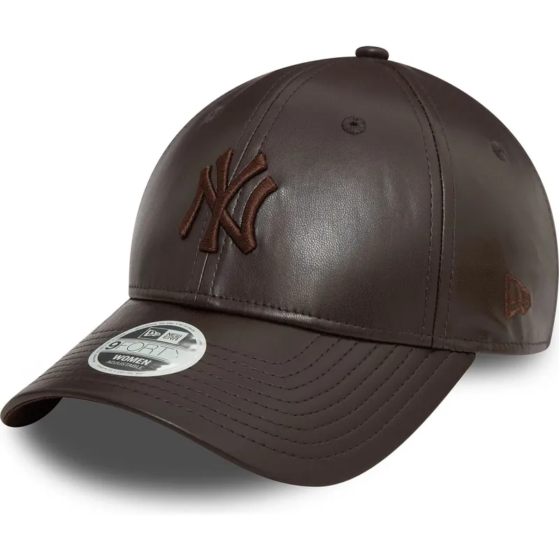 brazowa-zakrzywiona-czapka-regulowana-dla-kobiet-z-brazowym-logo-9forty-midi-pu-new-york-yankees-mlb-od-new-era
