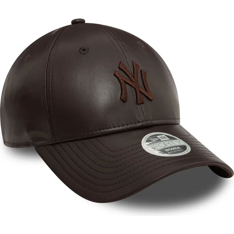 brazowa-zakrzywiona-czapka-regulowana-dla-kobiet-z-brazowym-logo-9forty-midi-pu-new-york-yankees-mlb-od-new-era