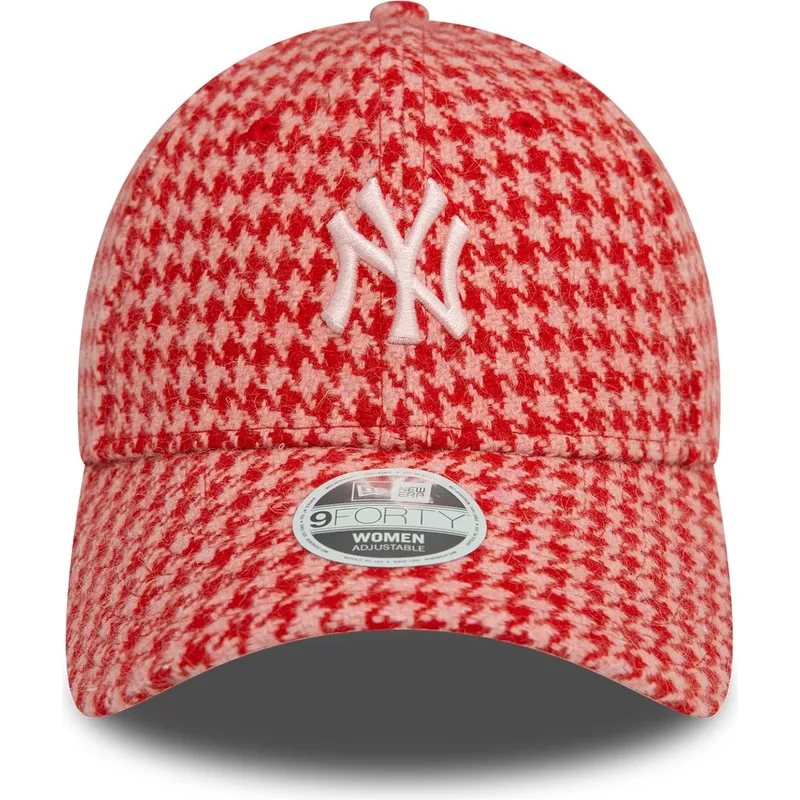 rozowa-regulowana-czapka-z-daszkiem-dla-kobiet-9forty-houndstooth-new-york-yankees-mlb-new-era