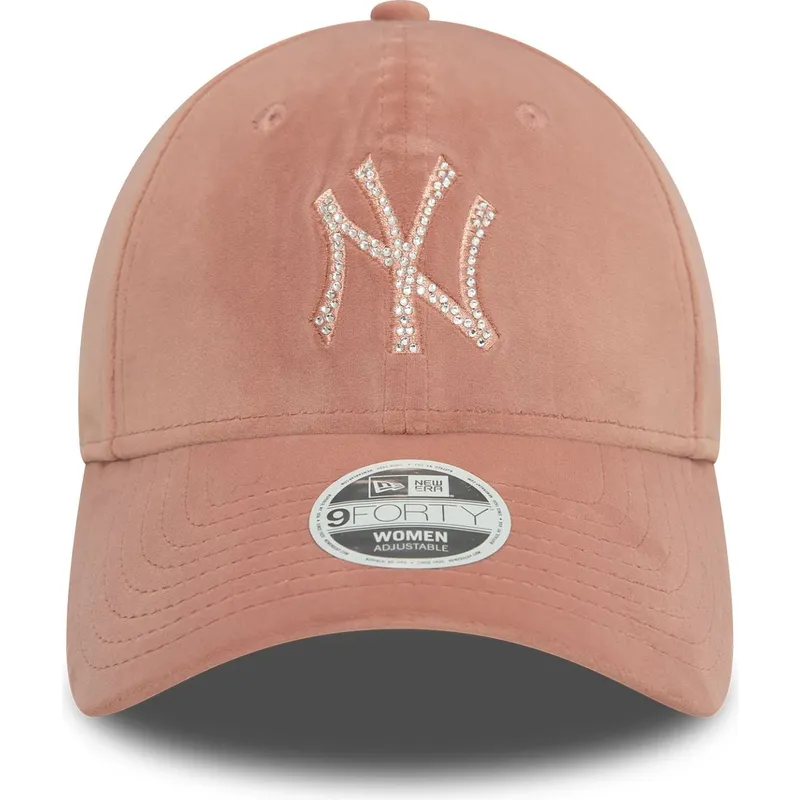 rozowa-regulowana-czapka-z-zakrzywionym-daszkiem-dla-kobiet-9forty-velour-diamante-new-york-yankees-mlb-new-era