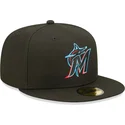 new-era-flat-brim-59fifty-ac-perf-miami-marlins-mlb-black-fitted-cap