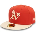 czapki-plana-pomaranczowy-dopasowany-59fifty-side-patch-oakland-athletics-mlb-new-era