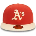 czapki-plana-pomaranczowy-dopasowany-59fifty-side-patch-oakland-athletics-mlb-new-era