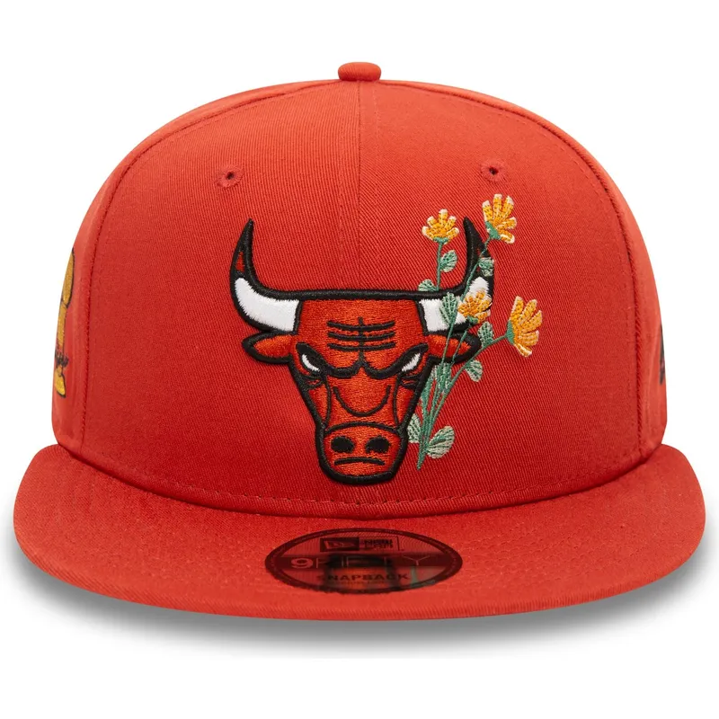 pomaranczowa-czapka-z-plaskim-daszkiem-snapback-9fifty-seasonal-flower-chicago-bulls-nba-od-new-era