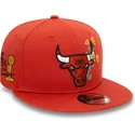 pomaranczowa-czapka-z-plaskim-daszkiem-snapback-9fifty-seasonal-flower-chicago-bulls-nba-od-new-era