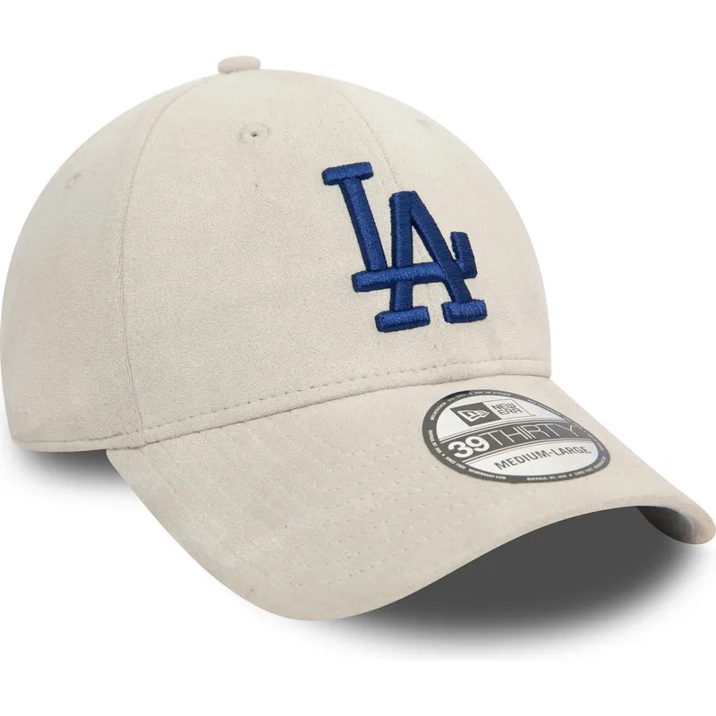 czapka-z-zakrzywionym-daszkiem-bezowa-dopasowana-z-niebieskim-logo-39thirty-faux-suede-los-angeles-dodgers-mlb-new-era