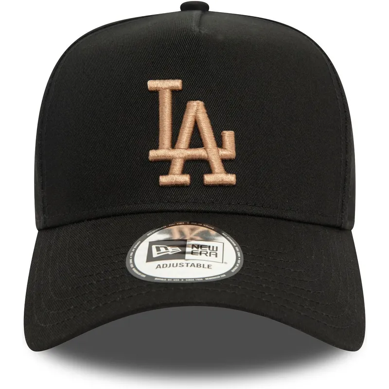 czarna-czapka-z-zakrzywionym-daszkiem-snapback-z-bezowym-logo-9forty-e-frame-league-essential-los-angeles-dodgers-mlb-marki-new-