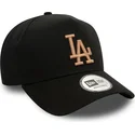 new-era-curved-brim-9forty-e-frame-league-essential-los-angeles-dodgers-mlb-black-snapback-cap-with-beige-logo