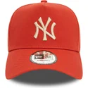 pomaranczowa-czapka-z-zakrzywionym-daszkiem-snapback-z-bezowym-logo-9forty-e-frame-league-essential-new-york-yankees-mlb-marki-n