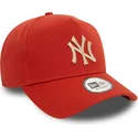 pomaranczowa-czapka-z-zakrzywionym-daszkiem-snapback-z-bezowym-logo-9forty-e-frame-league-essential-new-york-yankees-mlb-marki-n