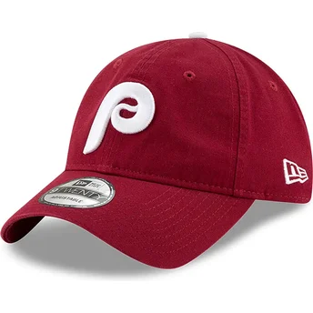 Ciemnoczerwona regulowana czapka z zakrzywionym daszkiem 9TWENTY Core Classic Philadelphia Phillies MLB New Era