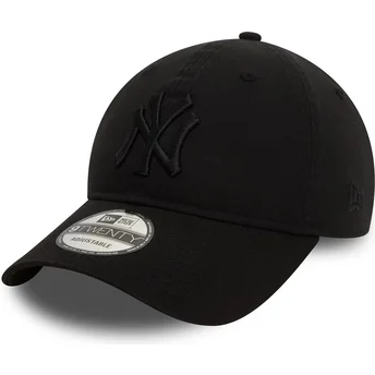 Czarna regulowana czapka z zakrzywionym daszkiem z czarnym logo 9TWENTY Washed New York Yankees MLB od New Era