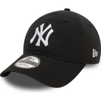 New Era Curved Brim 9TWENTY Washed New York Yankees MLB Black Adjustable Cap