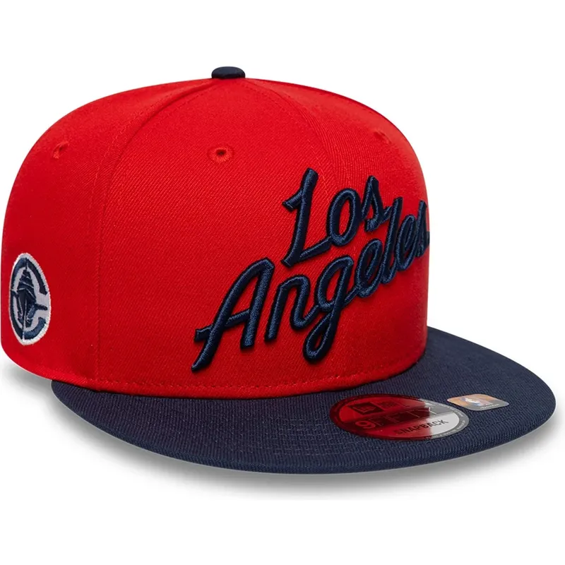 czerwono-granatowa-plaska-czapka-snapback-9fifty-statement-los-angeles-clippers-nba-new-era