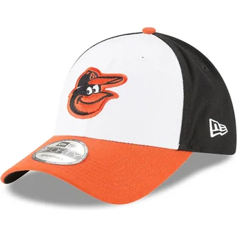 Wyginięta czapka biała, czarna i pomarańczowa z regulacją 9FORTY The League Baltimore Orioles MLB New Era