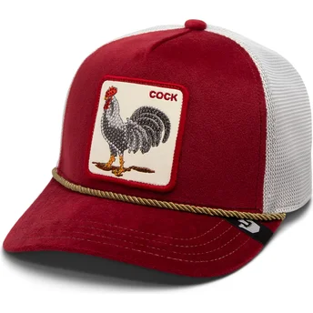 Czapka trucker czerwono-biała kogut Cock Garnet Rooster The Farm Jewel Tones Goorin Bros.